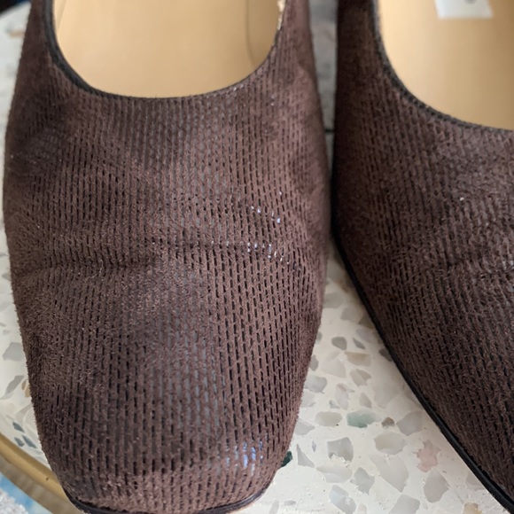 Rangoni Firenze Brown Suede Leather Houndstooth Cap Toe Block Heels - Picture 4 of 4